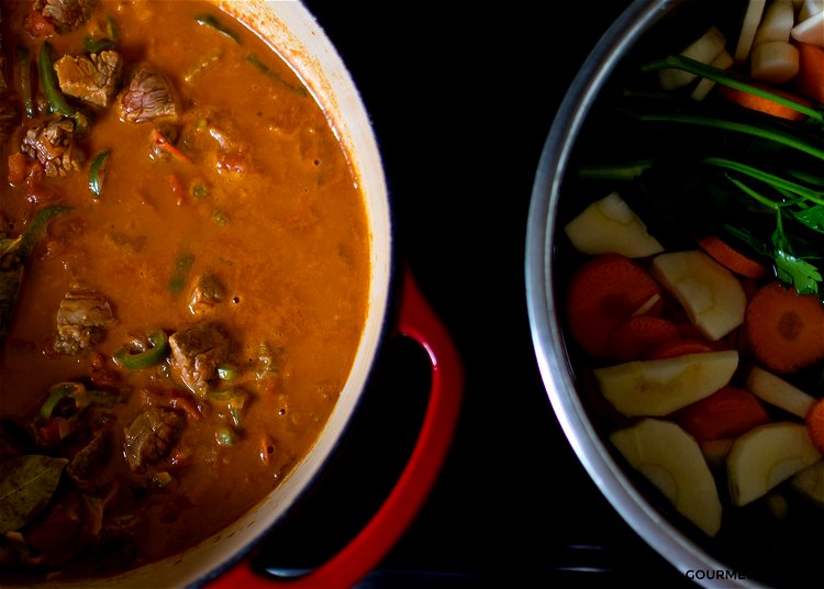 Image of Add the root vegetables (carrots, parsley, celeriac and potatoes) and...
