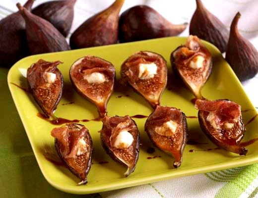 Image of Goat Cheese Stuffed Figs with Balsamic Reduction