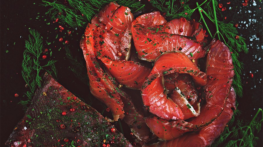 Image of Graved Salmon with Pink Pepper