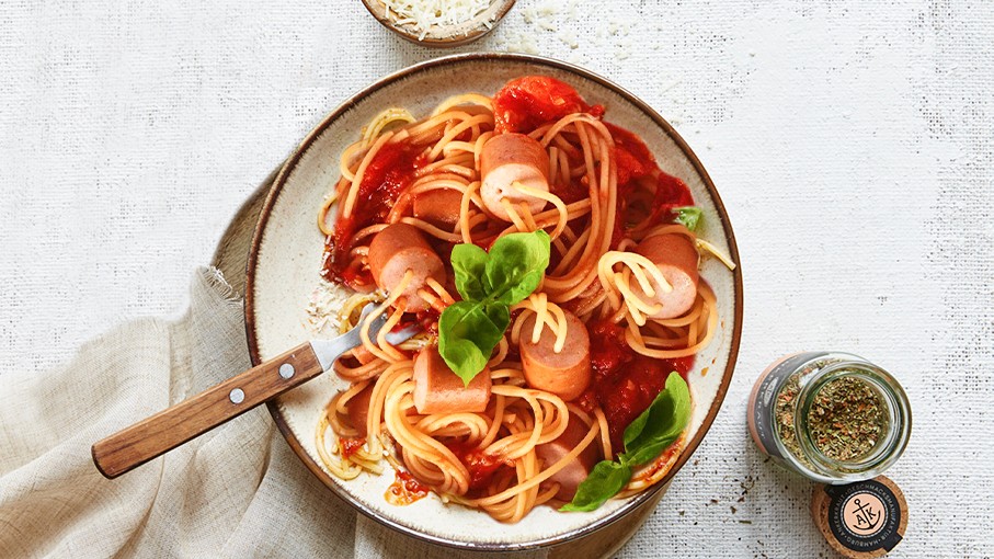 Image of Bambini Spaghetti-mit-Würstchen-Spieße