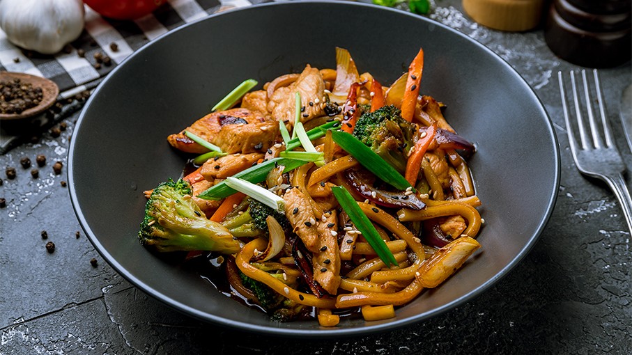 Image of Asian wok with chicken