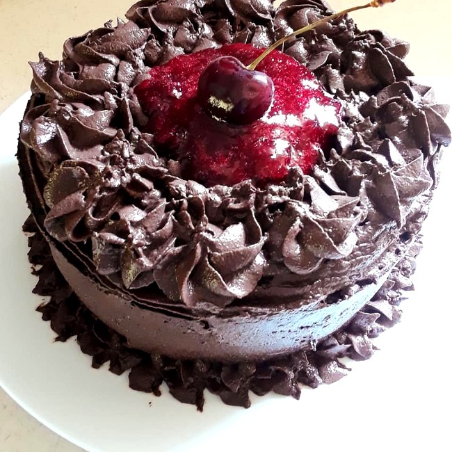 Image of Low Carb Dark Chocolate Black Cherry Torte - Protein Cake