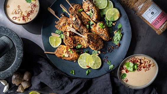 Image of Satay skewers with peanut sauce