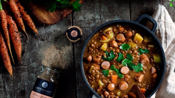 Image of Lentil stew with sausages