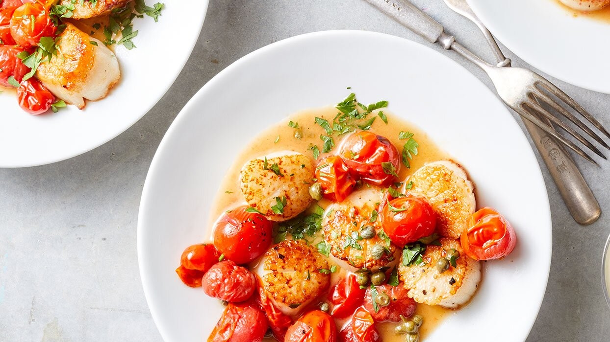 Image of Scallops & Cherry Tomatoes with Caper-Butter Sauce
