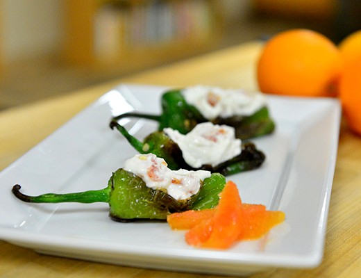Image of Greek Yogurt and Cara Cara Orange Stuffed Padron Pepper