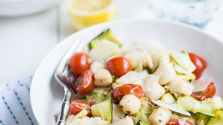 Image of Bay Scallop Salad with Zucchini, Asparagus and Lemon Shallot Vinaigrette