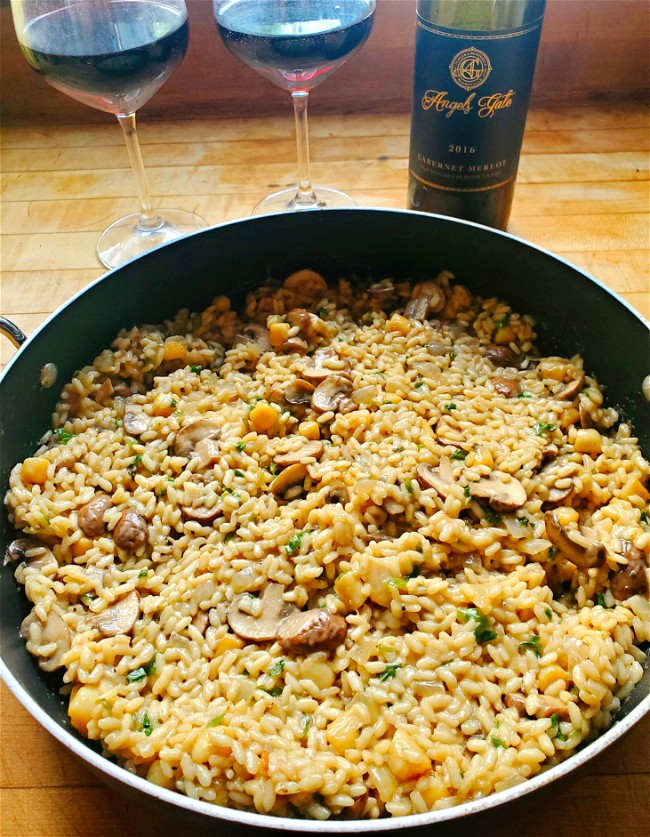 Image of Mushroom and Scallop Risotto with Truffle Oil (and Chicken Bone Broth!)