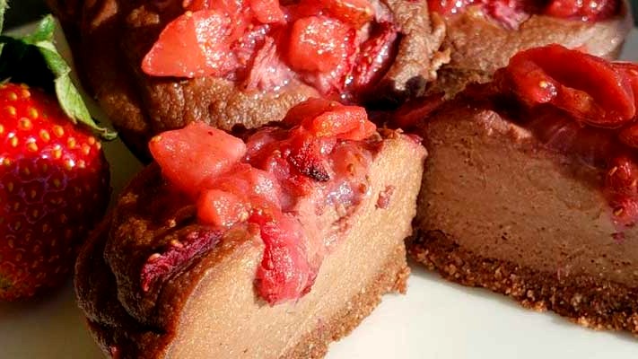 Image of Chocolate Cheesecake Bites with Strawberry Confetti