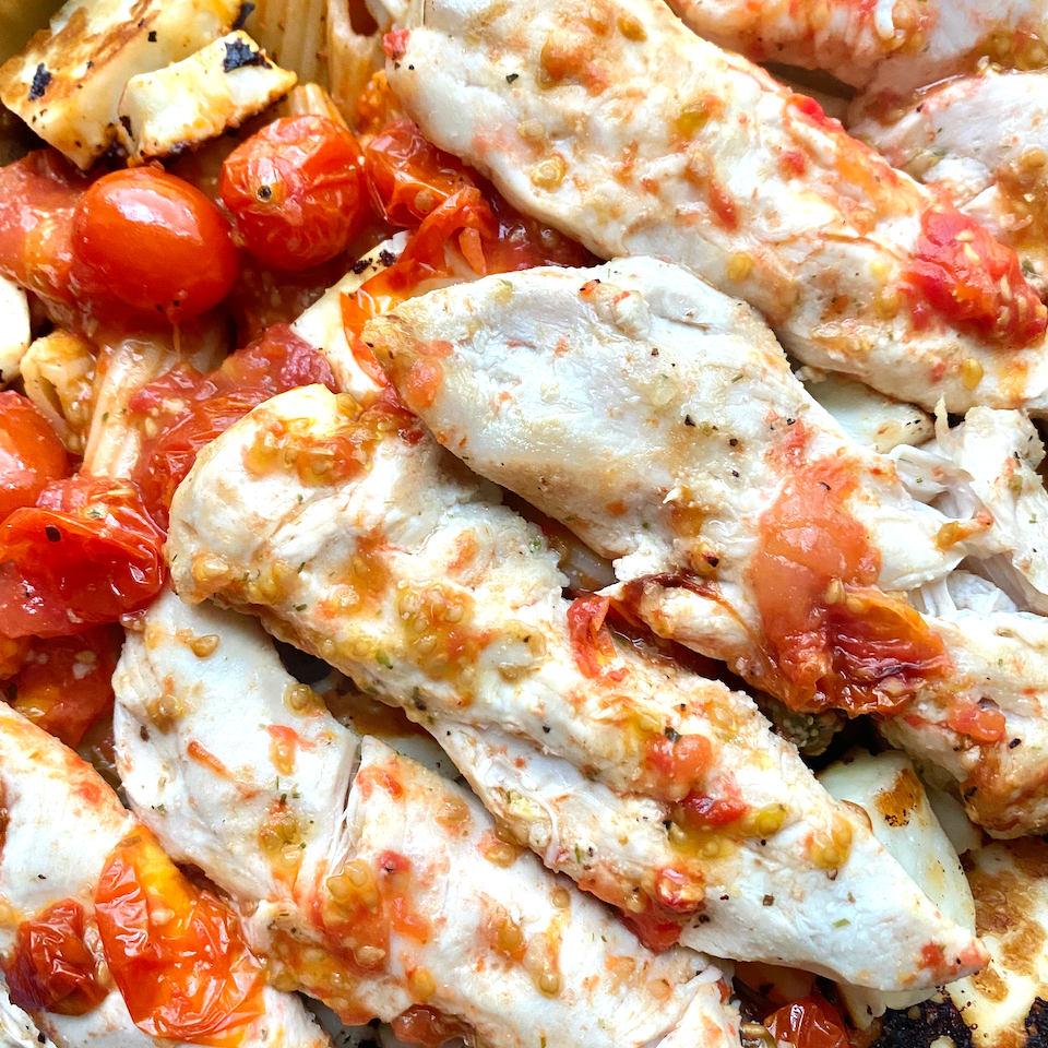 Halloumi Pasta with Chicken – Pat Cooks