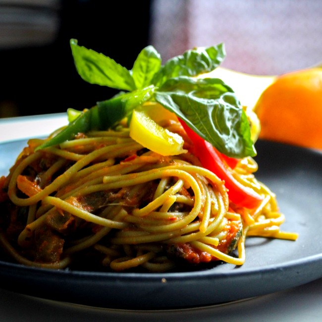 Image of Spaghetti with Sautéed Eggplant