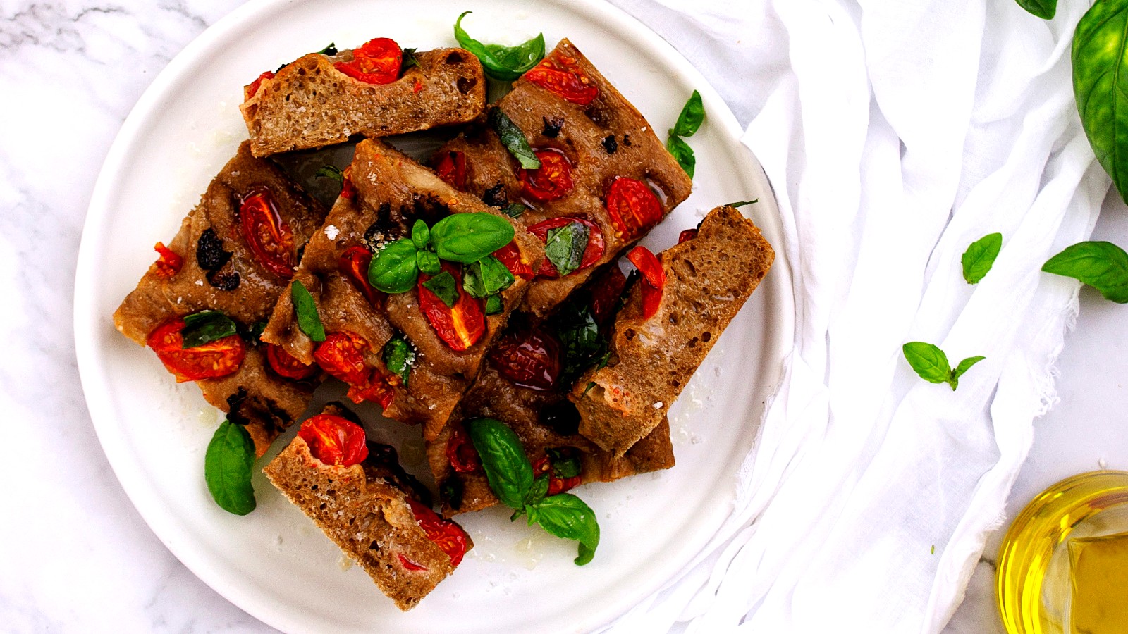 Image of Black Garlic, Tomato and Basil Focaccia