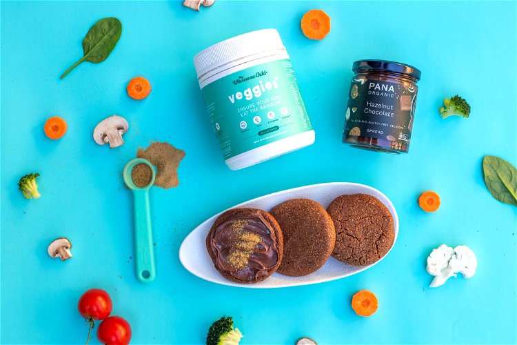 Image of In a small bowl, combine choc spread and Veggies+ powder...