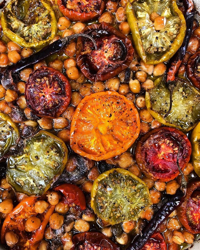 Image of Jammy Confit Tomatoes + Chickpeas