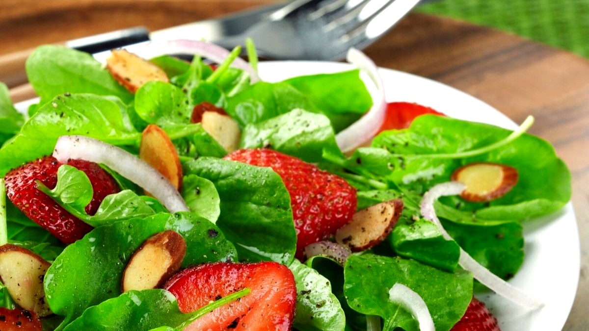 Image of Watercress Strawberry and Almond Salad