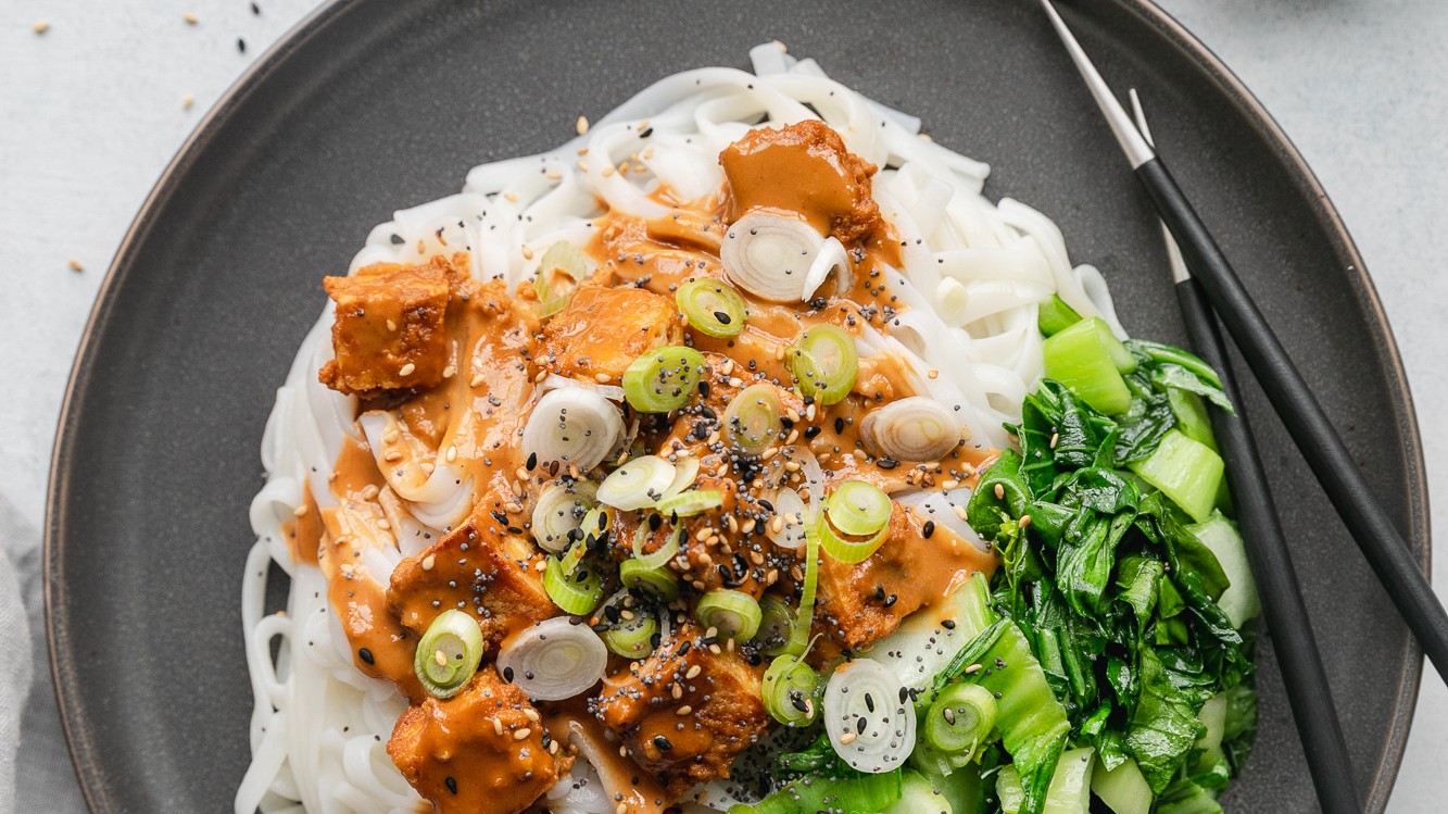 Image of Spicy Tahini Sesame Noodles with Crispy Tofu