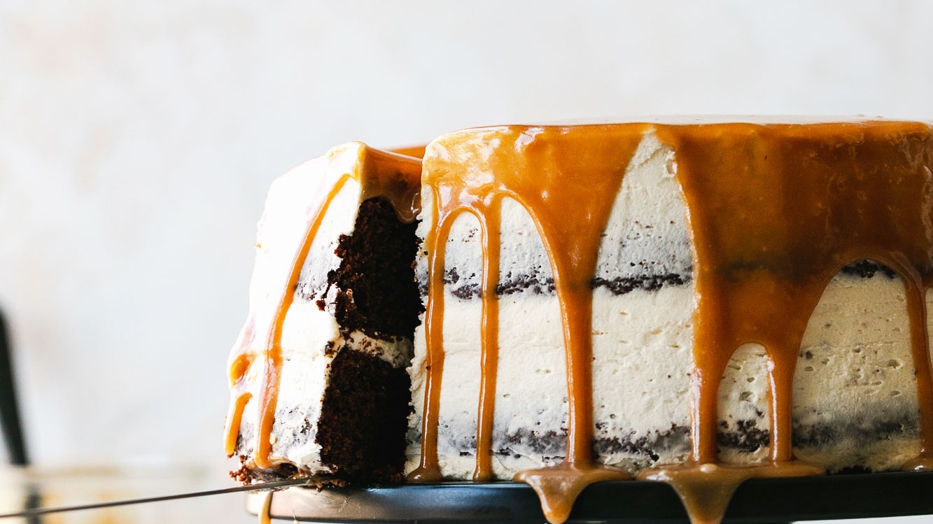 Image of Chocolate Tahini Cake with Tahini Frosting and Tahini Caramel