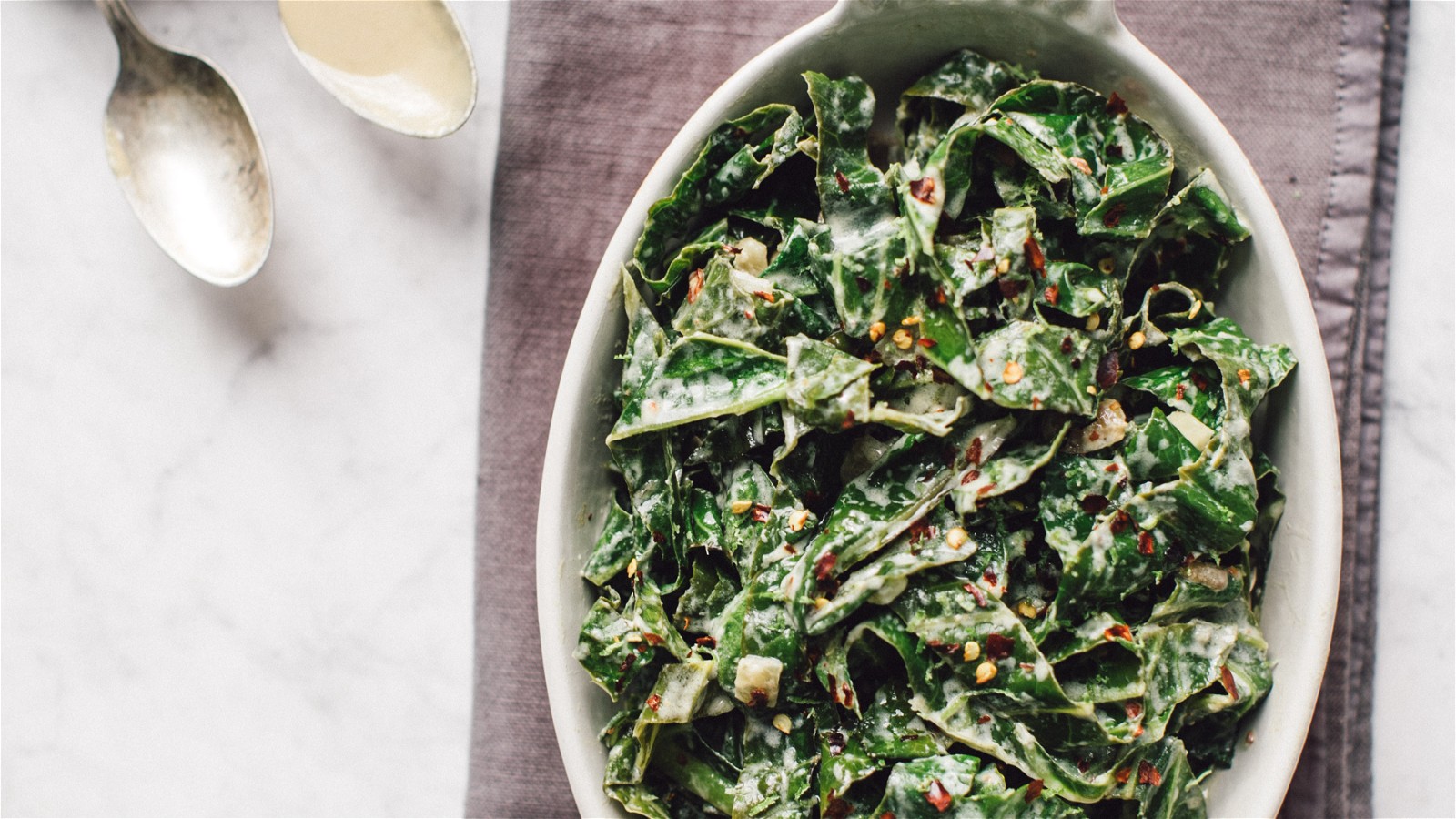 Image of Braised Coconut Tahini Collard Greens