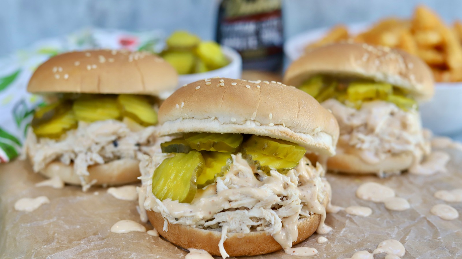 Image of Shredded Chicken Sandwiches with Alabama White Sauce 