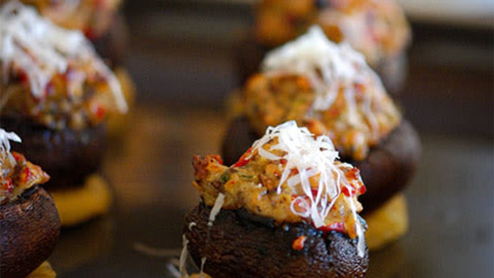 Image of Stuffed Mushrooms with Polenta Rounds