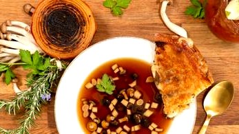 Image of Truffle Grilled Cheese and Porcini Consommé