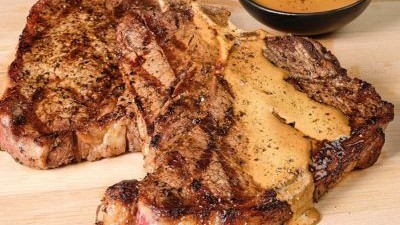 Image of Grilled T-Bone & Ancho Whiskey Sauce