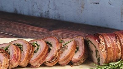 Image of Bacon Wrapped Stuffed Pork Tenderloin