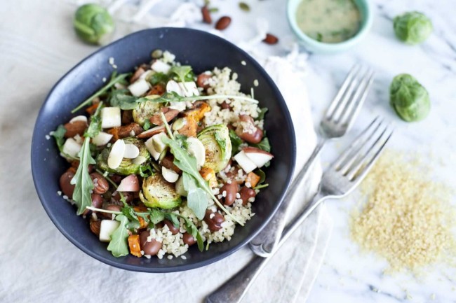 Image of Roasted Brussels Sprout and Bulgur Salad with Lemon-Garlic Dressing