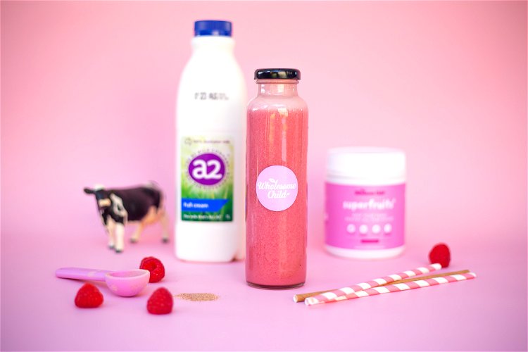 Image of In a small glass, combine milk and Superfruits+ powder until well combined.
