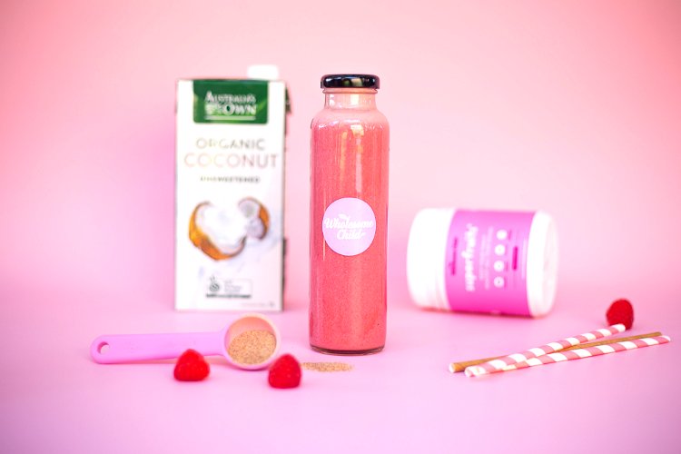 Image of In a small glass, combine coconut milk and Superfruits+ powder until well combined.