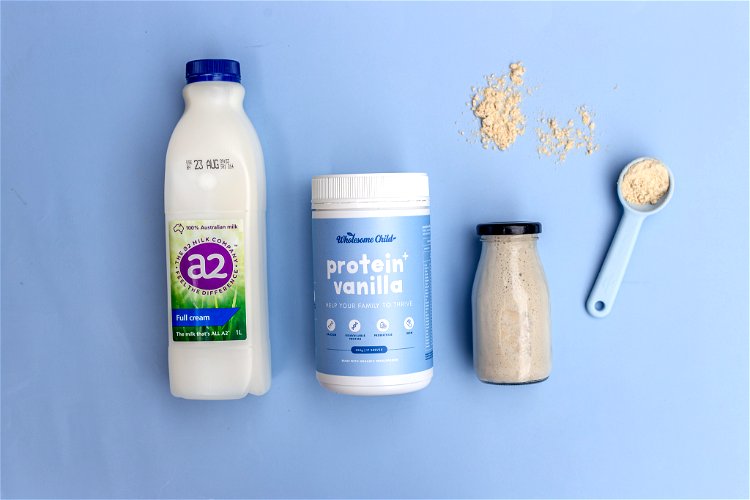 Image of In a small glass, combine milk and Protein+ Vanilla powder until well...
