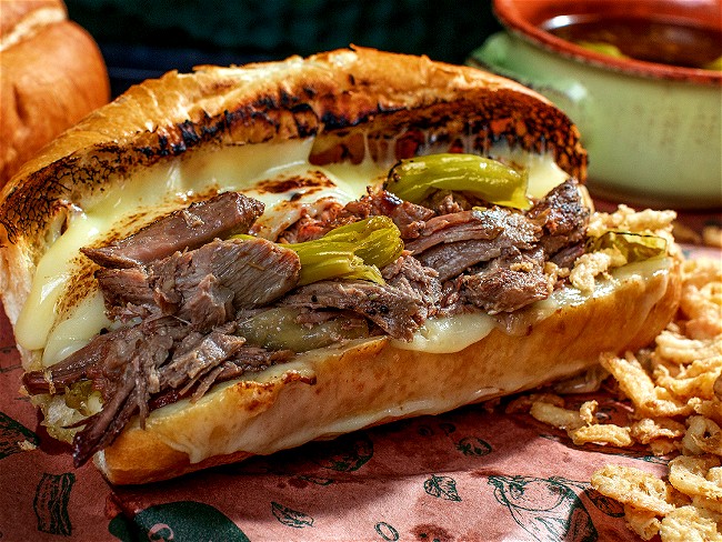 Image of Big Green Egg: Shredded Beef Sandwich