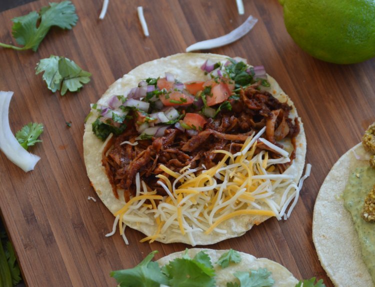 Image of Top your warm tortilla with the mushroom tinga, Pico de...