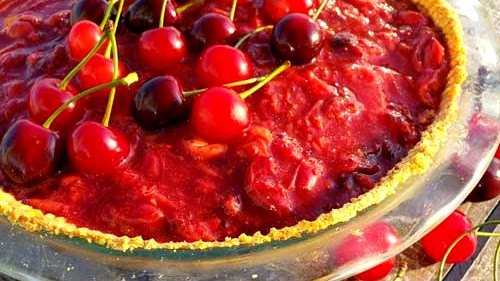 Image of Sour and Sweet Cherry Cheesecake Pie