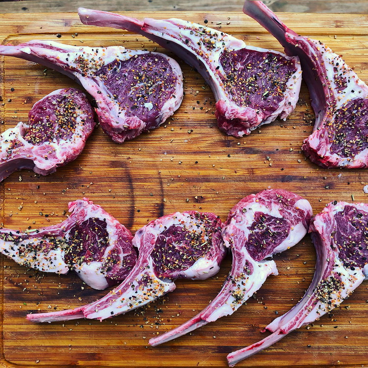 Image of Season the chops on both sides with Ayala and either shio koji or salt, pressing the spices into the meat. The enzymes and sugars in the shio koji will produce better browning and slightly more tender meat.