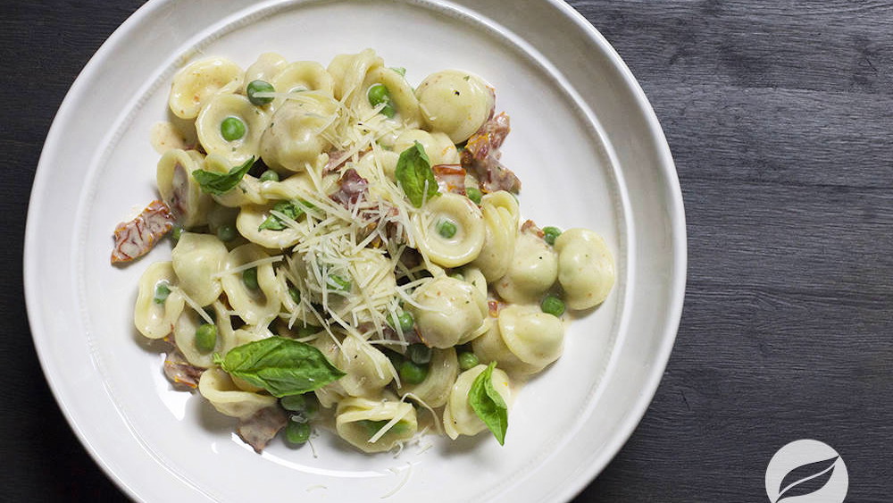 Image of Orecchiette with peas & Sun-dried Tomatoes