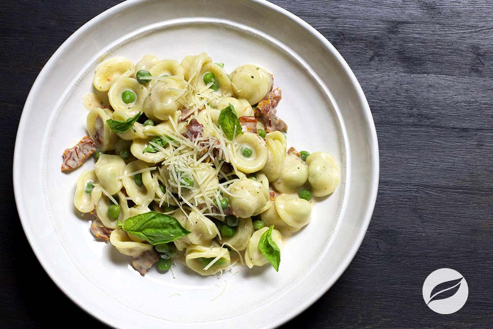 Image of Orecchiette with peas & Sun-dried Tomatoes