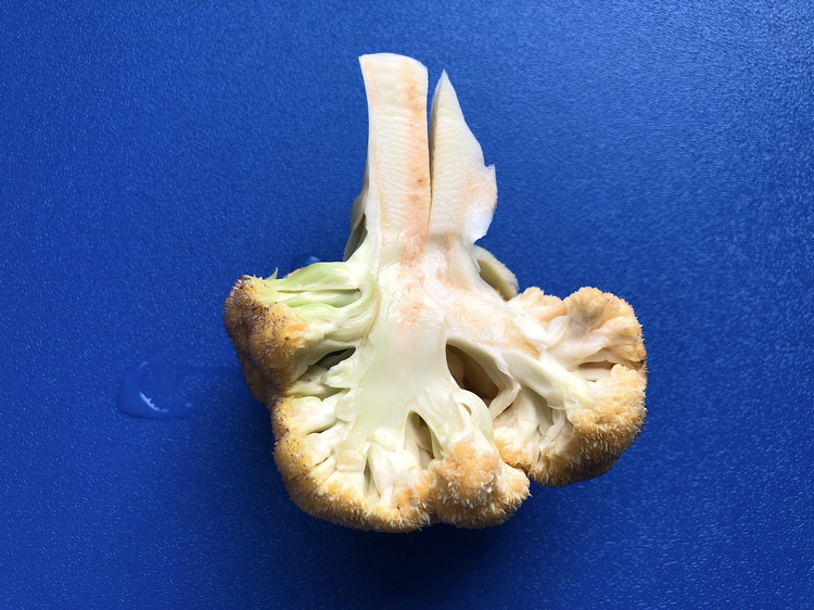 Image of Meanwhile separate the cauliflower into florets, splitting any large ones. If instead of cutting all the way through you instead slice the stalk and then pull it apart with your fingers.