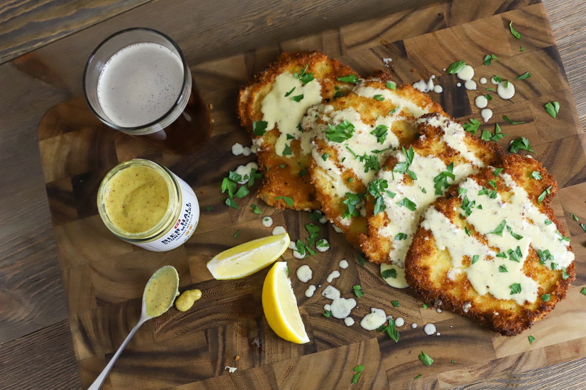 Pork Schnitzel With Lemon Mustard Cream