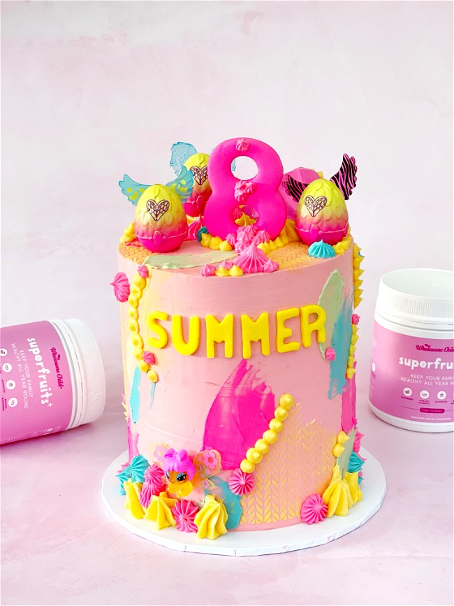 Image of Boosted Natural Rainbow Cake with Honey Buttercream Frosting