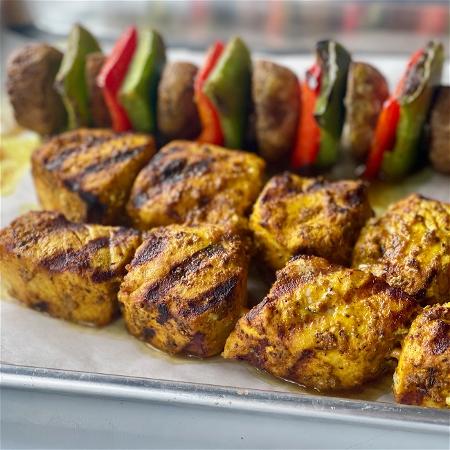 Image of Grilled Swordfish Kebabs with Massalis 