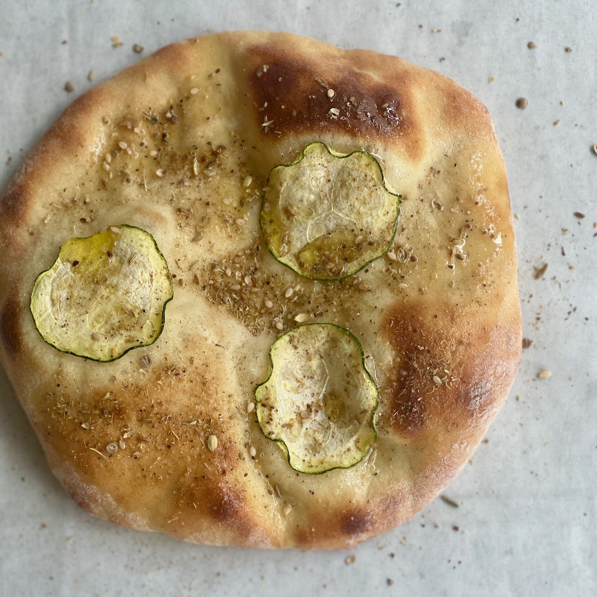 Zucchini Flatbreads with Caraway Seeds
