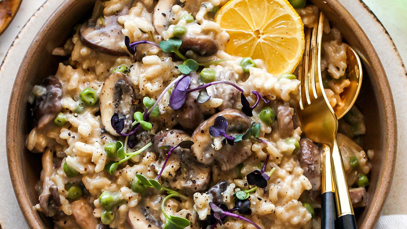 Image of Vegan Tahini Mushroom Risotto