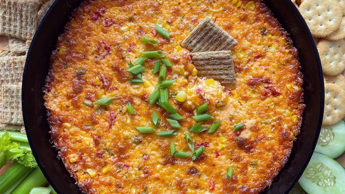Image of Cheesy Baked Pimento, Corn and Lobster Dip