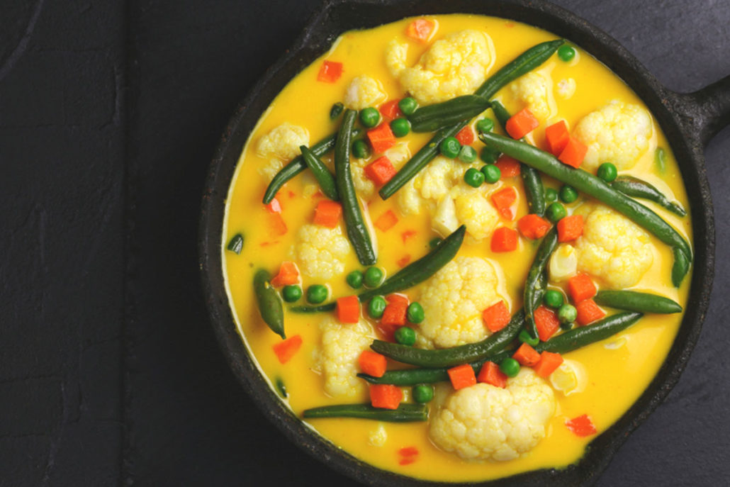 Slow Cooked Goan Yellow Snake Beans, Red Peppers, New Potatoes and Butter Beans