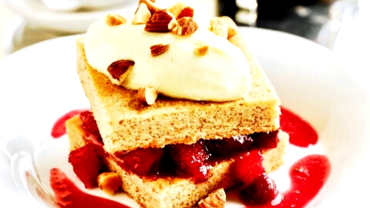 Image of Almond Spice Cake with Cranberry and Orange Compote and Sea Salt Zabaglione