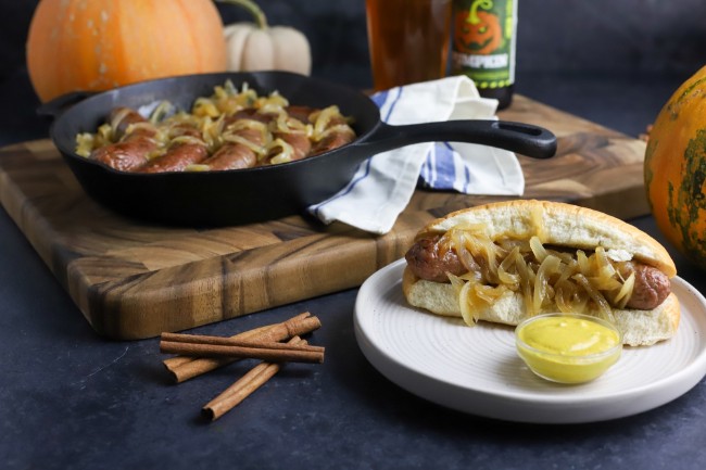Fall Dinner Recipes - Pumpkin Spice Beer Bratwurst