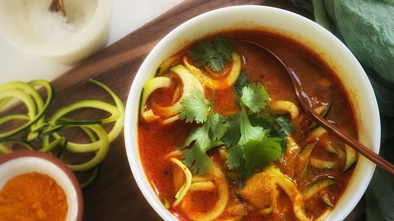 Image of Thai Red Curry Chicken Soup with Zoodles