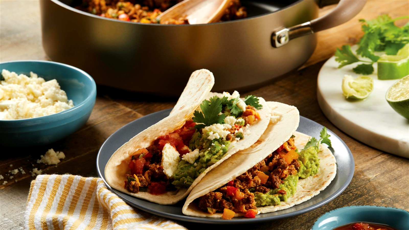 Image of Spicy Stir-Fried Chorizo and Veggie Breakfast Tacos