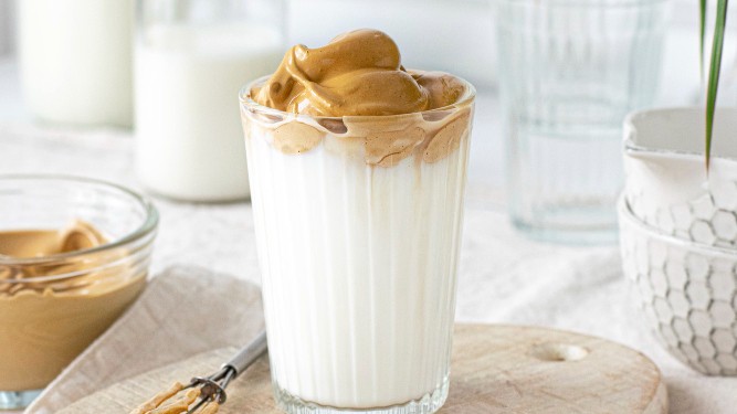 Image of Dalgona Coffee with Pumpkin Spice & Caramel